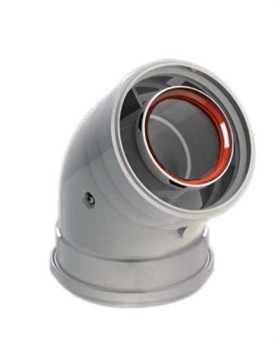 Colze xemeneia diàmetre 60/100 mm 45º femella-femella alumini blanc amb referència 610-45HHP1 de la marca FIG