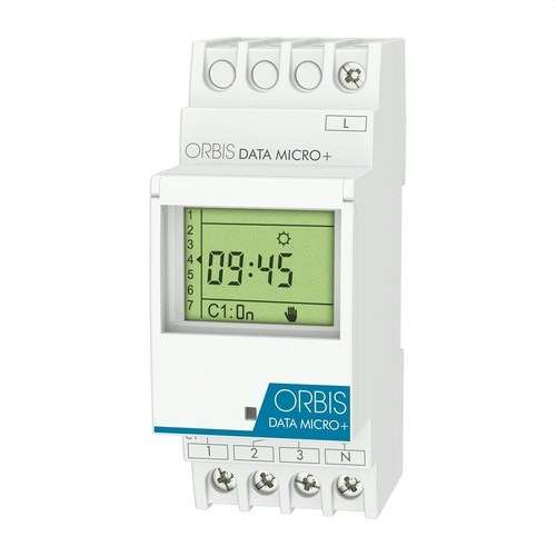 Interruptor horario digital modular Orbis Micro+ 12V con referencia OB172072N de la marca ORBIS