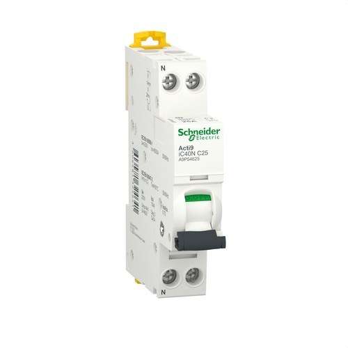 Magnetotérmico IC40N 1PN 25A Curva C 10kA con referencia A9P54625 de la marca SCHNEIDER ELECTRIC