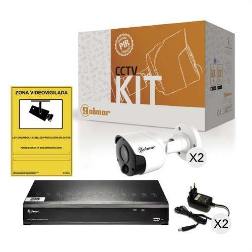 Kit básico Golmar KIT-2BHVR1P con DVR y dos bullet PIR con referencia 31600904 de la marca GOLMAR