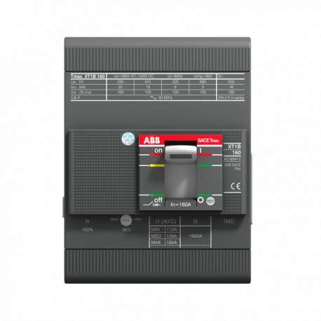 Interruptor automàtic caixa modelada ABB Tmax XT1C 160 TMD 160A 4P fix amb referència 1SDA067410R1 de la marca ABB