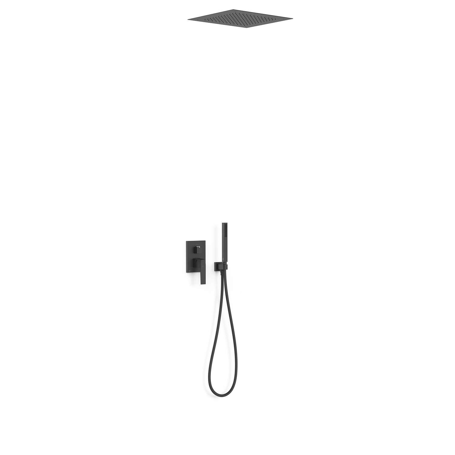 Conjunto de ducha empotrada Rapid-Box Slim Kit negro mate con referencia 20228006NM de la marca TRES GRIFERIA