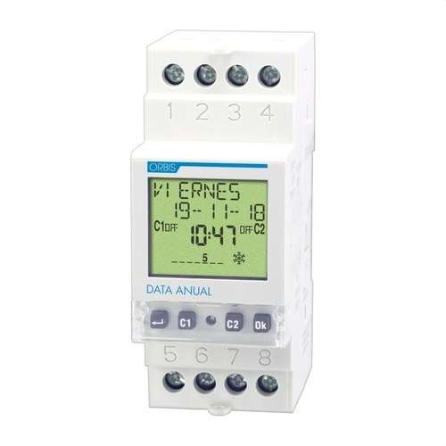 Interruptor horario digital modular Orbis DATA ANUAL con referencia OB176100 de la marca ORBIS