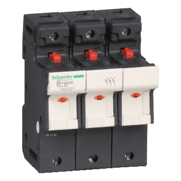 Portafusibles Tesys DF 3P 50A 690VAC 14x51mm  con referencia DF143VC de la marca SCHNEIDER ELECTRIC