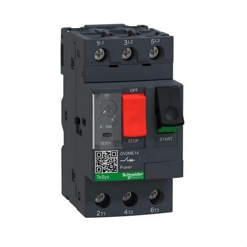 Disjuntor de motor magnetotèrmic GV2ME 6/10A amb referència GV2ME14 de la marca SCHNEIDER ELECTRIC