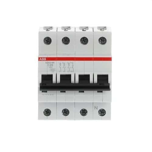 Magnetotérmico S203-C20NA 3P+N 20A Curva C 10kA con referencia 2CDS253103R0204 de la marca ABB