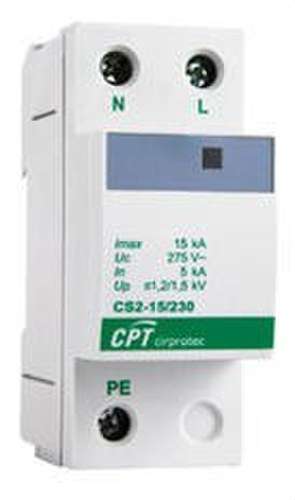 Protector de sobretensiones transitorias monofásico 1P+N 15kA con referencia 77705211 de la marca CIRPROTEC