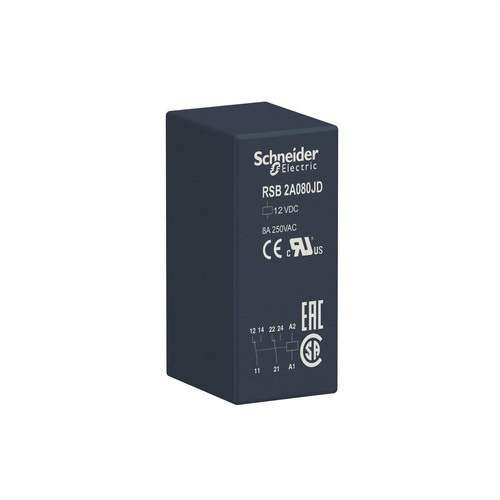 Relé endollable 2 NA/NC 8A 12V DC amb referència RSB2A080JD de la marca SCHNEIDER ELECTRIC