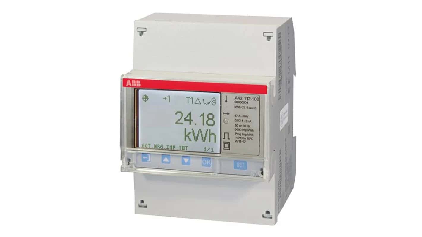 Contador monofásico ABB A42 112-100 medida indirecta Modbus RS485 con referencia 2CMA170510R1000 de la marca ABB