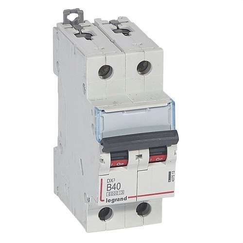 Magnetotèrmic DX3 2P 40A Corba B 6/10kA amb referència 407513 de la marca LEGRAND