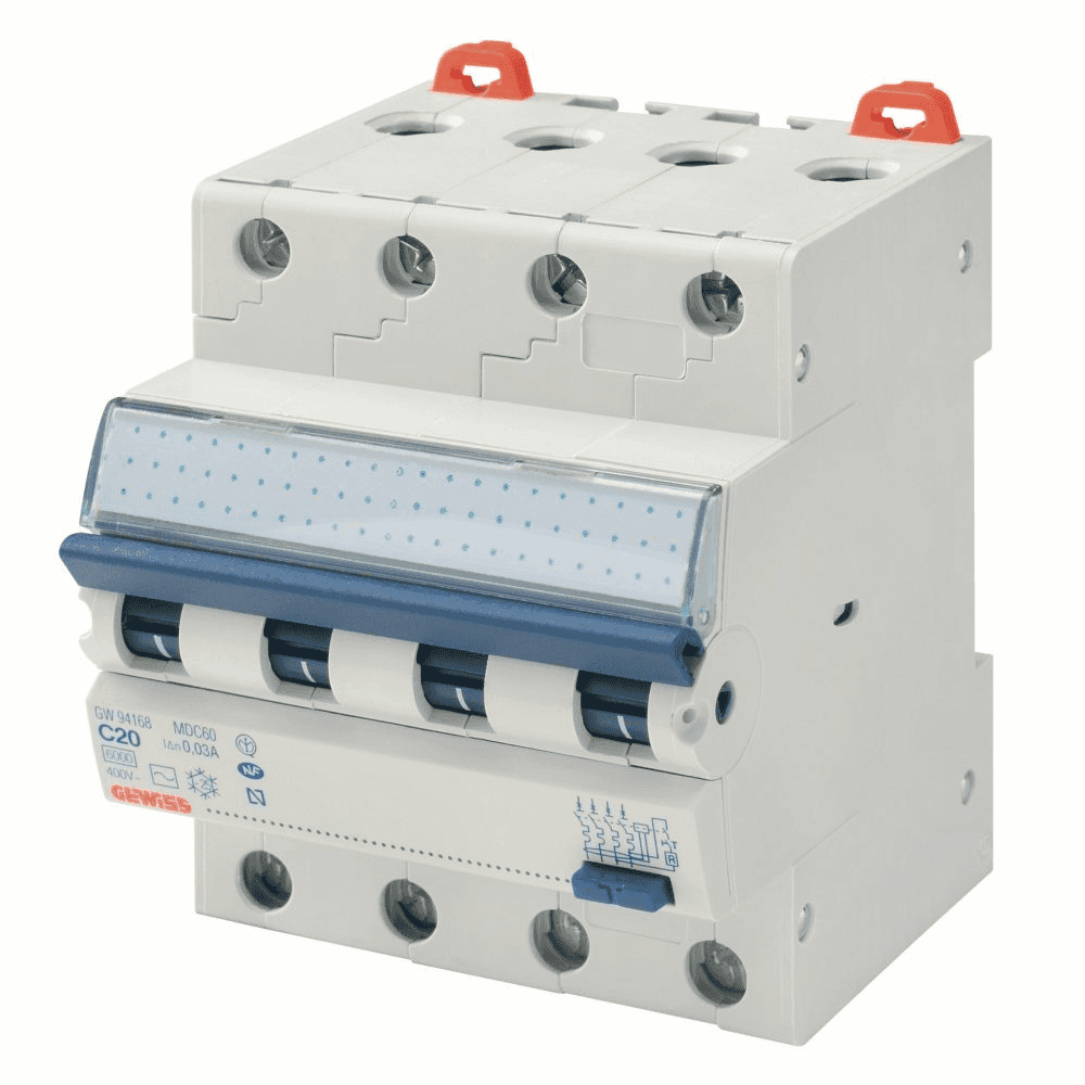 Interruptor magnetotèrmic diferencial compacte MDC 45 4P Corba C 32A Classe AC amb referència GW94070 de la marca GEWISS