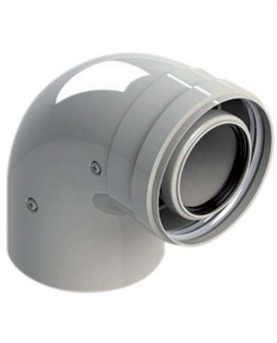 Colze xemeneia diàmetre 80/125 mm 90º mascle-femella PP/Acer lacat amb referència 8125-90MHP15 de la marca FIG