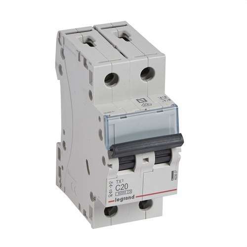Magnetotèrmic TX3 2P 20A Corba C Corba C 6kA amb referència 403607 de la marca LEGRAND