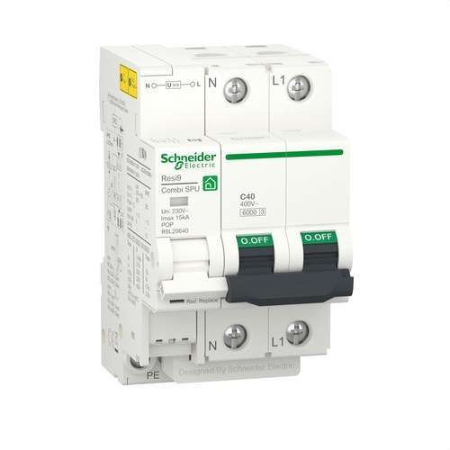 Limitador de sobretensions transitòries i permanents IGA Resi9 Combi 1P+N 40 A amb referència R9L20640 de la marca SCHNEIDER ELECTRIC