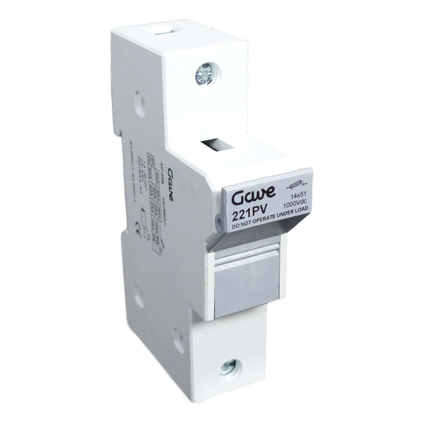 Portafusible 1P 32A 1000VDC con referencia 221PV de la marca GAVE