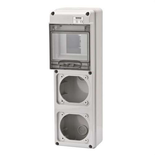 Quadre Q-DIN5 2 BASES 16A IP65 amb referència GW68018N de la marca GEWISS