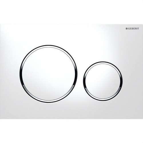 Polsador de doble descàrrega SIGMA20 blanc brillant i cromat amb referència 115.882.KJ.1 de la marca GEBERIT