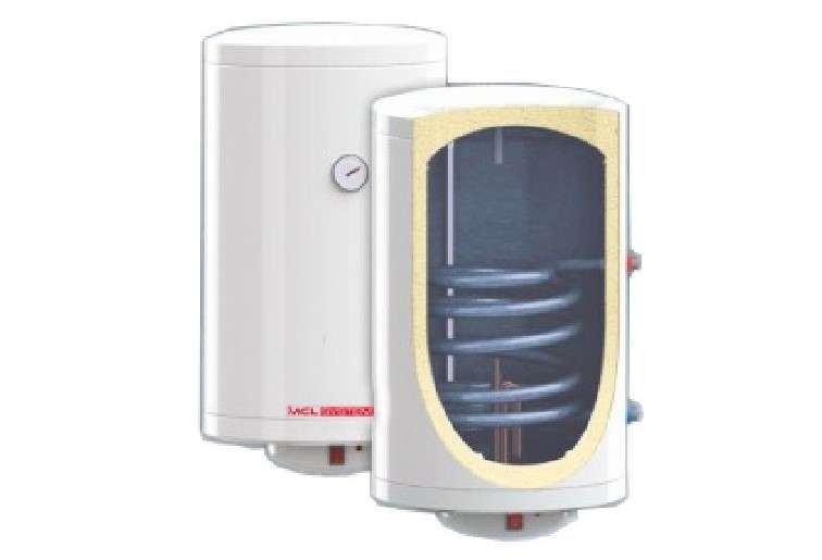 Interacumulador amb serpentí d'espiral vitrificat mural 150 litres diàmetre 520mm amb referència 07932 de la marca MECALIA