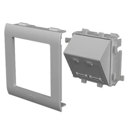 Placa inclinada 2 RJ45 color alumini 80mm U24X amb referència 93754-03 de la marca UNEX
