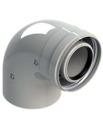 Colze xemeneia diàmetre 60/100 A 90º mascle-femella PP/Acer lacat amb referència 610-90MHP15 de la marca FIG