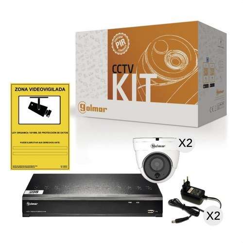 Kit básico Golmar KIT-2DHVR1P con DVR y dos domo PIR con referencia 31600903 de la marca GOLMAR