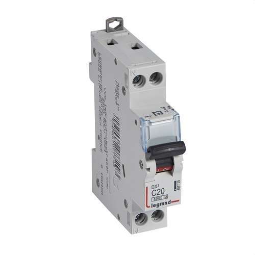 Magnetotèrmic DX3 1P+N 20A Corba C 6/10kA amb referència 407729 de la marca LEGRAND
