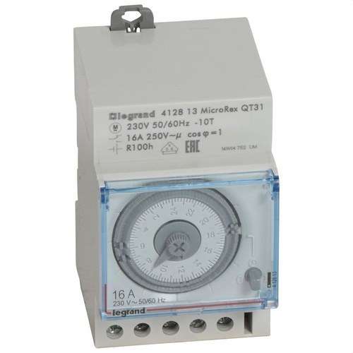 Interruptor horari programable analògic esfera horitzontal diari amb reserva de marxa amb referència 412813 de la marca LEGRAND