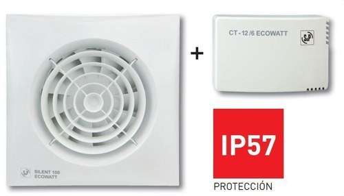 Kit extractor de bany SILENT-100 CRZ 12VDC ECOWATT + CT-12/6 RE amb referència 5210614800 de la marca SOLER & PALAU
