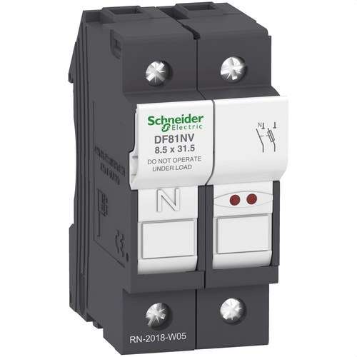 Portafusibles CON PILOTO 1P+N 25A FUSIBLE 8,5X31,5 con referencia DF81NV de la marca SCHNEIDER ELECTRIC