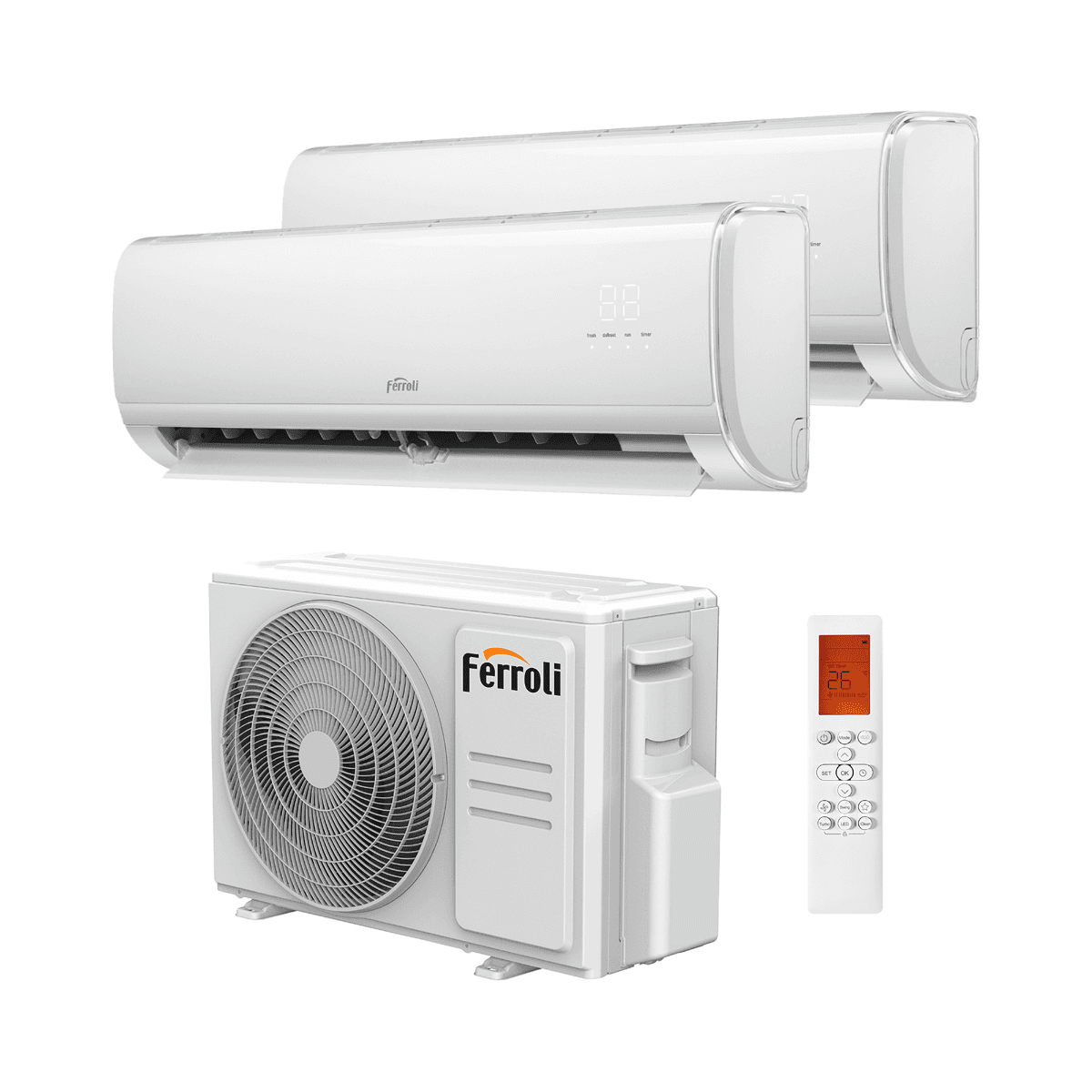 Aire acondicionado 2x1 con wifi Ferroli Giada M 9+12 2,6 kW + 3,5 kW con referencia 4B4070189 de la marca FERROLI