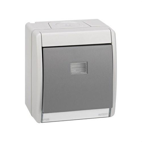 Conmutador monobloc IP55 con sistema de embornamiento rápido gris Simon Aqua con referencia 4490201-035 de la marca SIMON