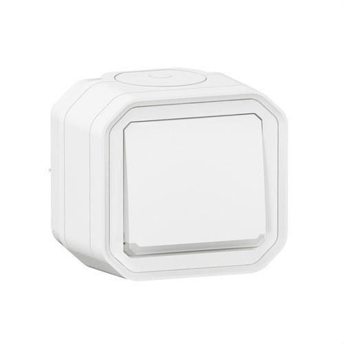 Pulsador NA luminoso monobloc de superfície blanco Plexo con referencia 069762L de la marca LEGRAND