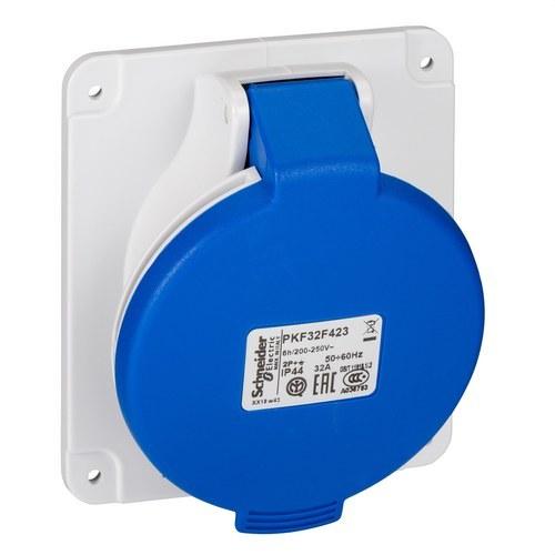 Base de empotrar inclinada de 32A 2P+TT 200-250V IP44 con referencia PKF32F423 de la marca SCHNEIDER ELECTRIC