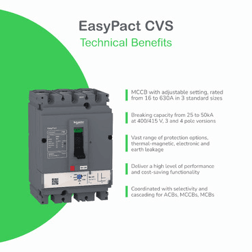 Interruptor automático Easypact CVS630F ETS 2.3 630 A 4P/4R con referencia LV563506 de la marca SCHNEIDER ELECTRIC