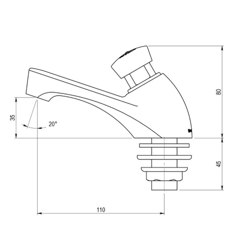 Grifo de lavabo temporizado PRESTO 605 frío cromo con referencia 34601 de la marca PRESTO