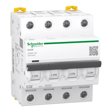 Magnetotérmico IC60N 4P 32A Curva C 10kA con referencia A9F79432 de la marca SCHNEIDER ELECTRIC