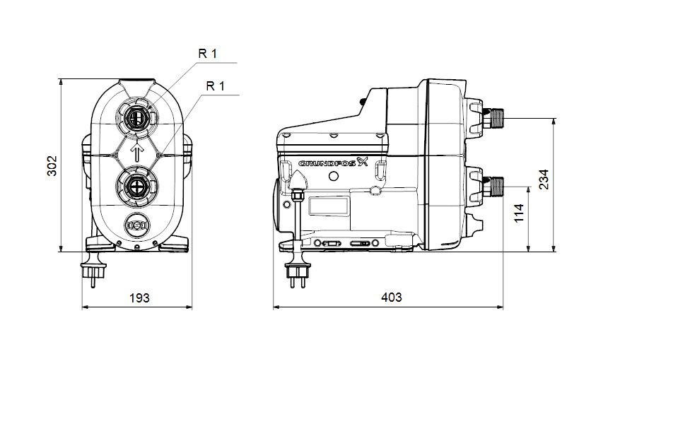 Grupo de presión autoaspirante SCALA2 3-45 (Nuevo modelo) con referencia 93013252 de la marca GRUNDFOS