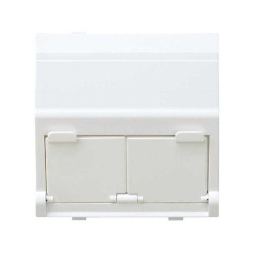 Angled voice and data plate with dust cover for 2 RJ45 connectors AVAYA® white Simon 27 Play with reference 27086-35 from the brand SIMON