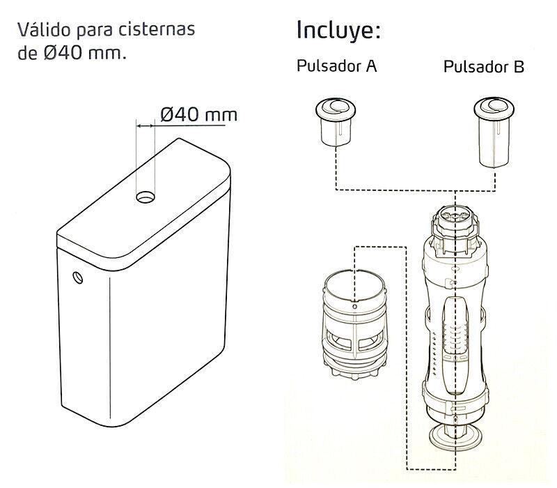 Mecanisme de descàrrega doble Gala - Recanvi original amb referència 50412 de la marca GALA