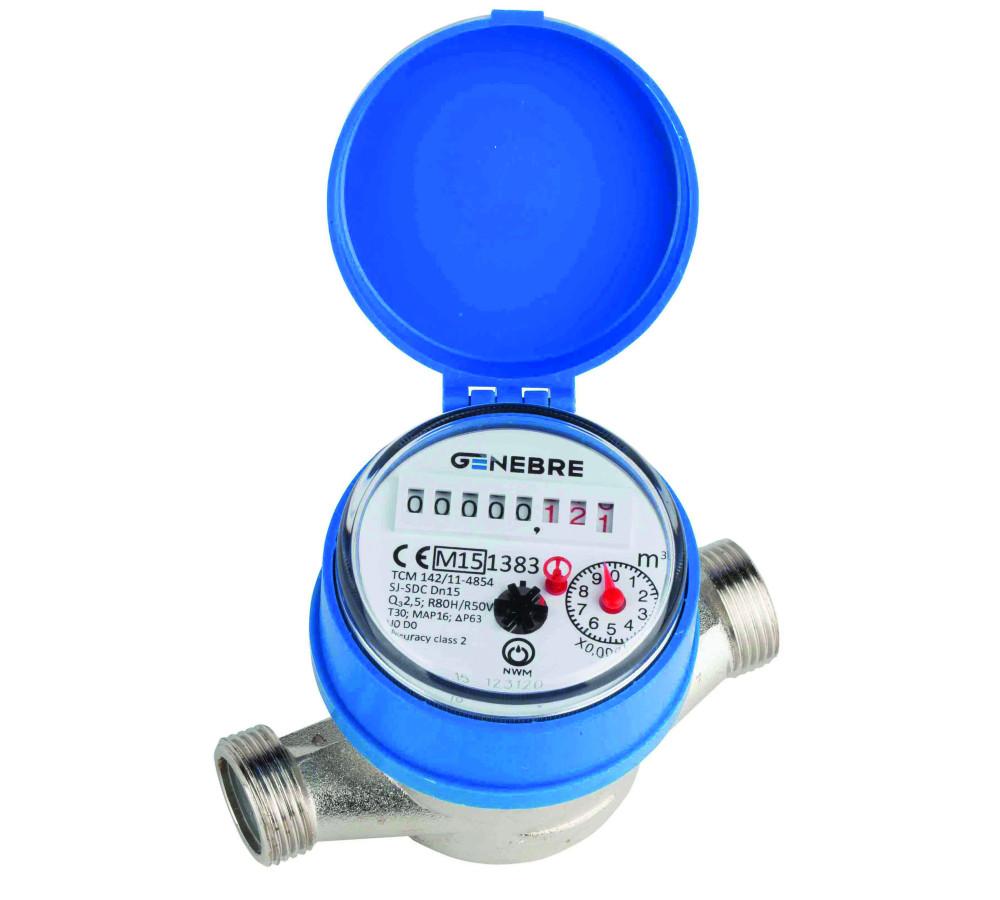 Contador de agua fría de chorro único 3/4x3/4" DN15 con referencia 6110C 05 de la marca GENEBRE