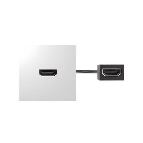 Conector HDMI Tipo “A” hembra-hembra con latiguillo y placa incorporada blanco Simon 400 con referencia 40001194-030 de la marca SIMON