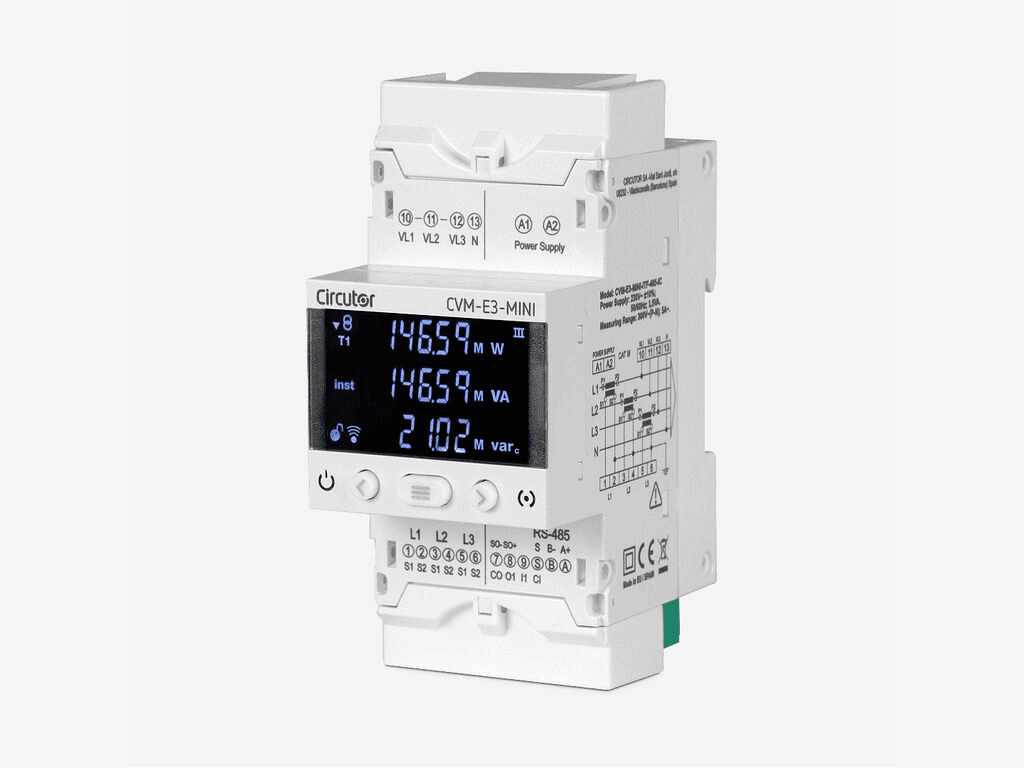 Analitzador de xarxes trifàsic Circutor CVM-E3-MINI-MC-485-IC amb referència M56424. de la marca CIRCUTOR