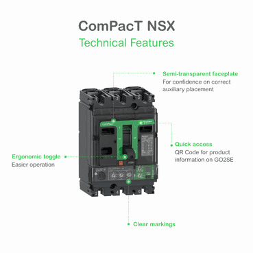 Interruptor automático ComPacT NSX250F 36kA AC 4P3R 250A TMD con referencia C25F6TM250 de la marca SCHNEIDER ELECTRIC