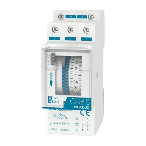 Interruptor horario analógico Obris INCA DUO QRD 230 V con referencia OB330232 de la marca ORBIS