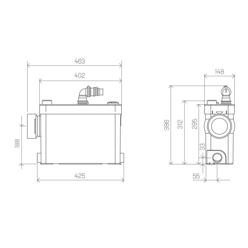 Triturador sanitario SFA SANIPACK para inodoros y baños suspendidos con referencia 0101422 de la marca SFA SANITRIT