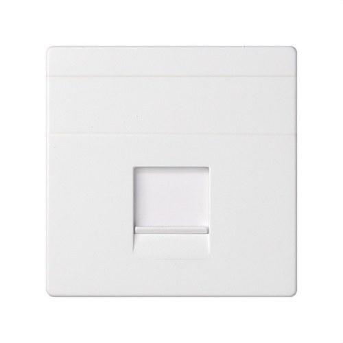 Placa de voz y datos plana con guardapolvo para 1 conector RJ45 AMP® blanco Simon 82 con referencia 82005-30 de la marca SIMON