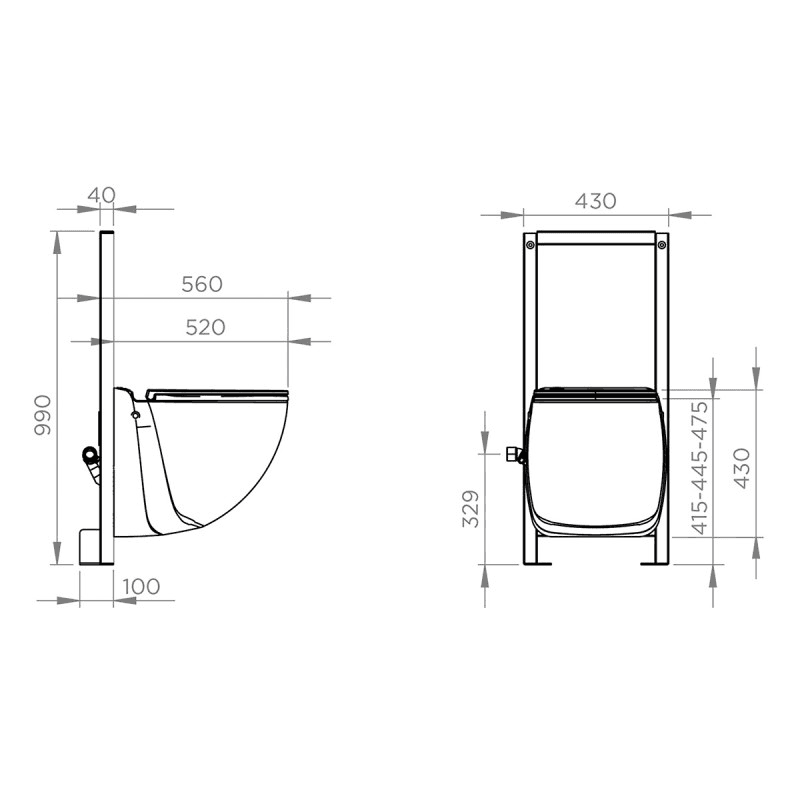 Bastidor con inodoro triturador SFA Sanicompact Comfort+ con referencia C72LVCPLUS de la marca SFA SANITRIT