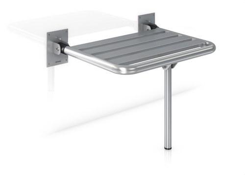 Asiento abatible con pata para baños y duchas acero inox satinado con referencia GW11 24 04 01 de la marca GENWEC
