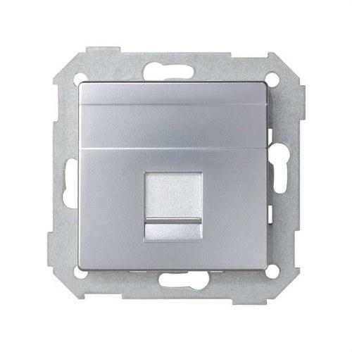 Placa de voz y datos plana con guardapolvo para 1 conector RJ45 AMP® aluminio Simon 82 con referencia 82005-33 de la marca SIMON