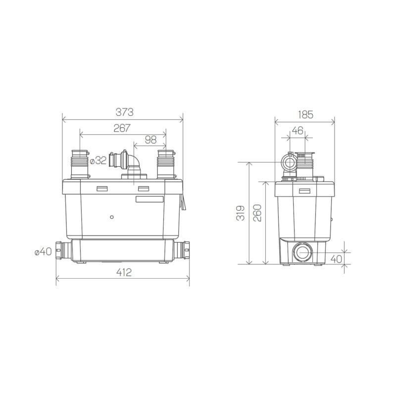 Bomba de evacuación SFA SANISPEED para uso intensivo en cocinas y lavaderos con referencia 0101300 de la marca SFA SANITRIT